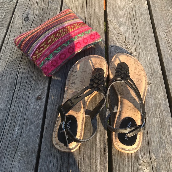 NWOT Merona Black Braided Size 8 Sandals - Picture 8 of 9